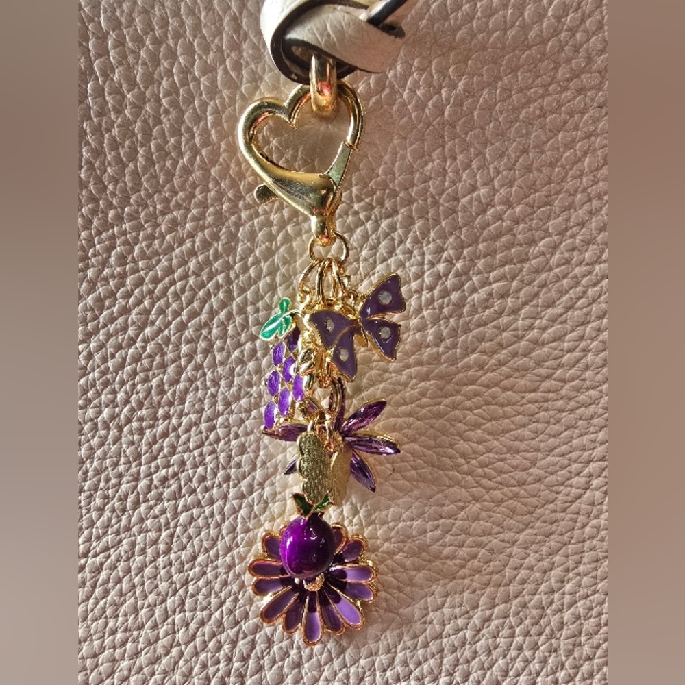 Gold and Purple Floral Keychain